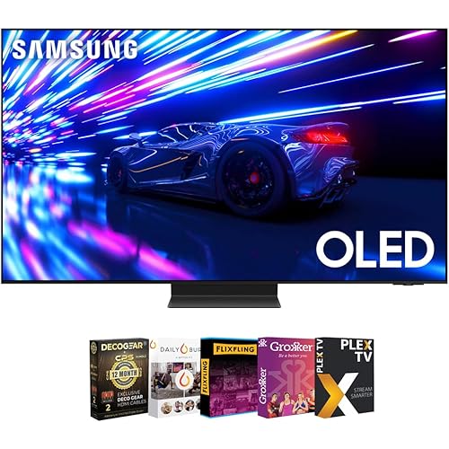 Samsung S95D 55 inch HDR OLED Smart TV (2024) w/Premiere Movie Streaming Package & Deco Gear 4K HDMI 2.0 Cable w/Pure Copper Conductors x2 + CPS Exclusive 12 Month Protection Pack (BEACH-CPS-262000)
