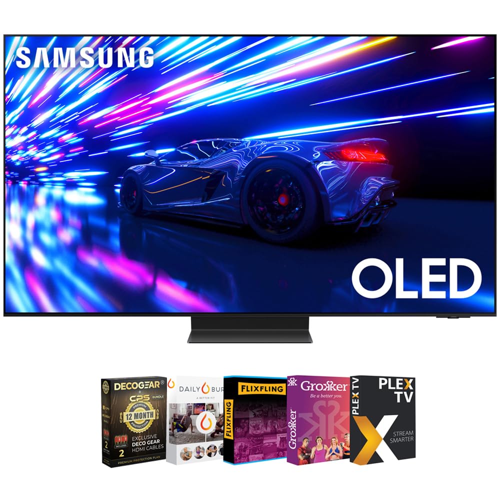 S95D 55 inch HDR OLED Smart TV (2024) w/Premiere Movie Streaming Package & Deco Gear 4K HDMI 2.0 Cable w/Pure Copper Conductors x2 + CPS Exclusive 12 Month Protection Pack (BEACH-CPS-262000)