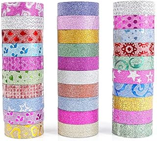 PuTwo Washi Tape, 30 Rolls Glitter Washi Tape, 15mm Washi Tape Set, Decorative Tape, Cute Washi Tape, Vintage Washi Tape, Japanese Washi Tape, Washi Tape for Journal, Decorative Tape for Crafts
