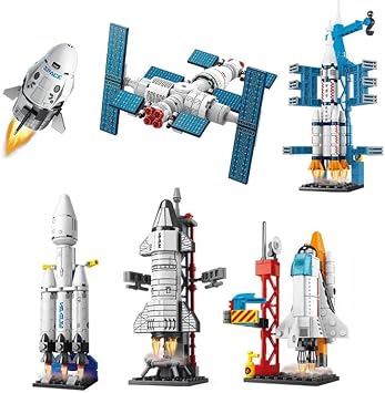Building Block Space Exploration Shuttle Toy Aerospace Building Kit with Space Station, Spacecraft, Rocket Launch Pad, Command Center for 8-12 Years Old Boys, Best Gifts
