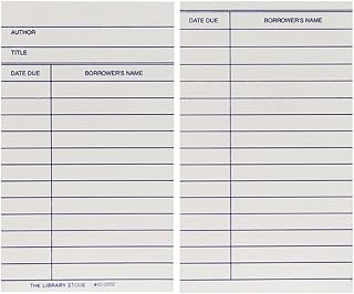 The Library Store Library Book Cards with Date Due and Borrow's Name Box of 500
