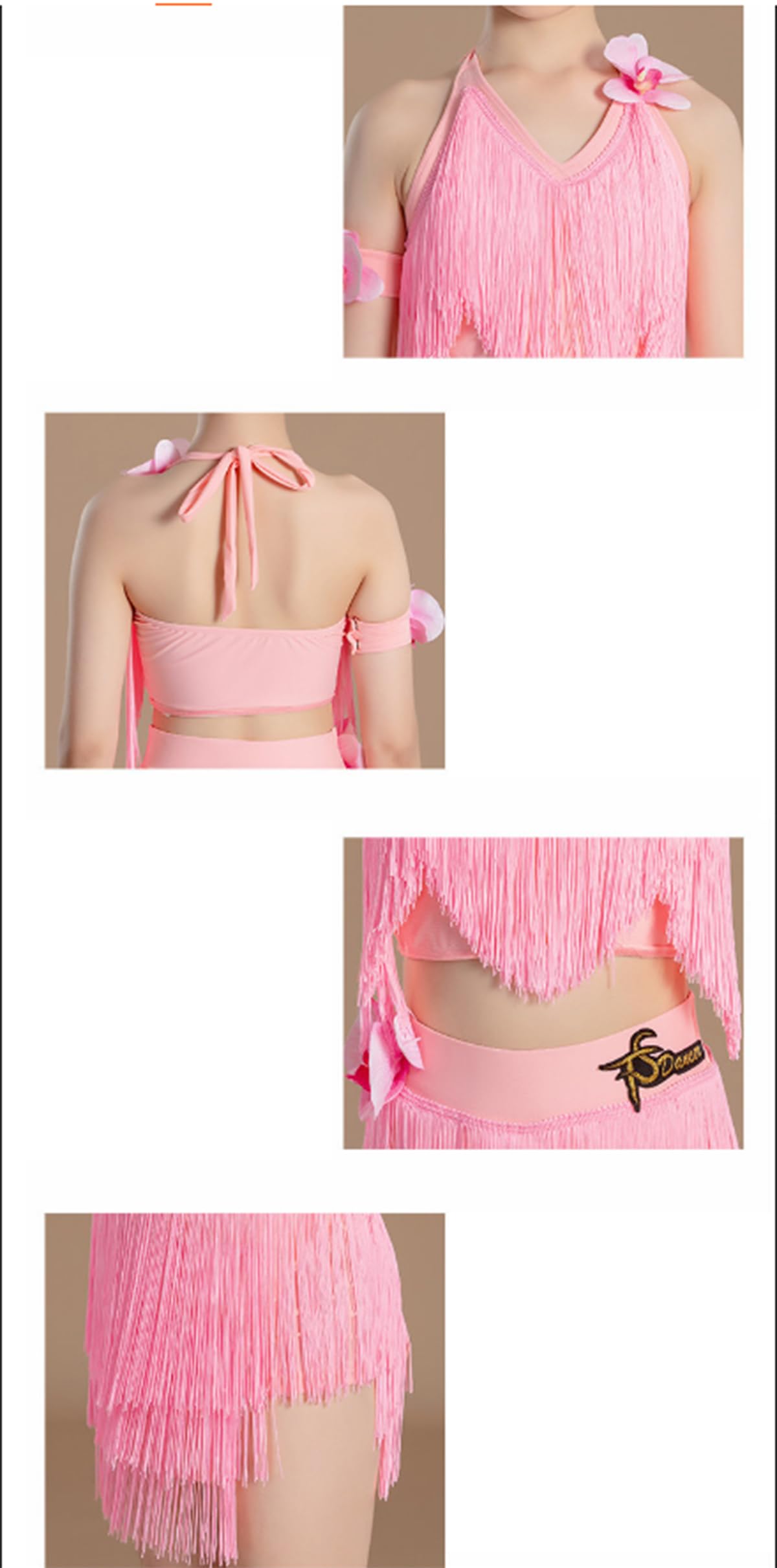 Abito da Ballo Latino con Nappe per Bambine Gonna da Tango/Ballo da Sala per Bambini Ideale per Feste Salsa Cha-Cha Allenamento E Spettacolo(170Cm)