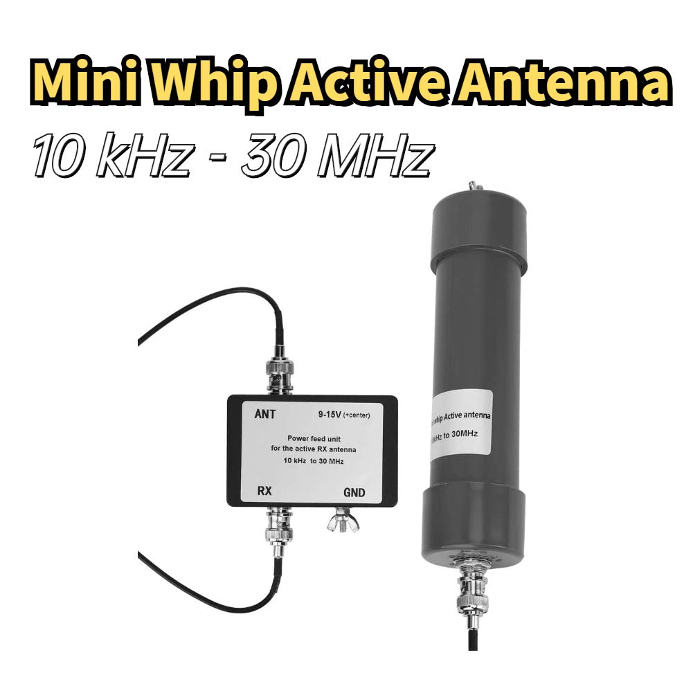 Antenna attiva mini frusta 10KHz-30MHz 9-15V HF LF VHF SDR RX con cavo coassiale BNC-BNC 8m + alimentatore