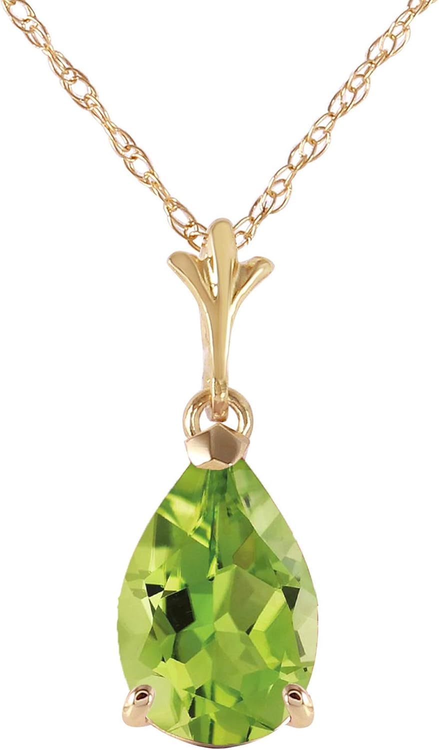 Galaxy Gold GG 14k Yellow, White, Rose Gold Pear-shaped Peridot Drop Pendant Necklace - Image 3