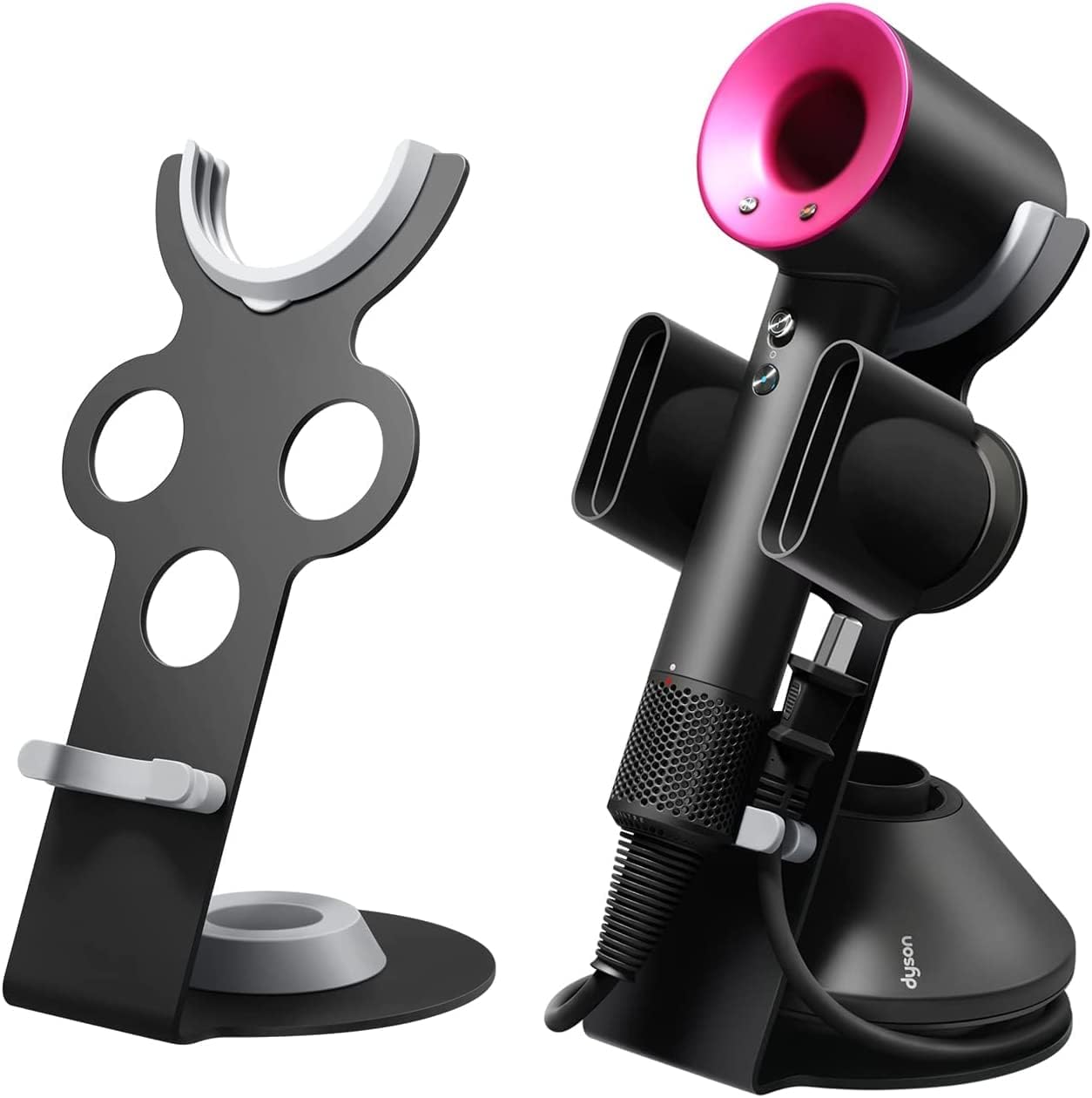 HELEE Hair Dryer Stand Compatible for Dyson Supersonic Hair Dryer, Accessory Organizer for Dyson Blow Dryer, Attachments Counter Storage Rack, Organizer for Dyson Hair Dryer, Diffuser, Nozzle holder