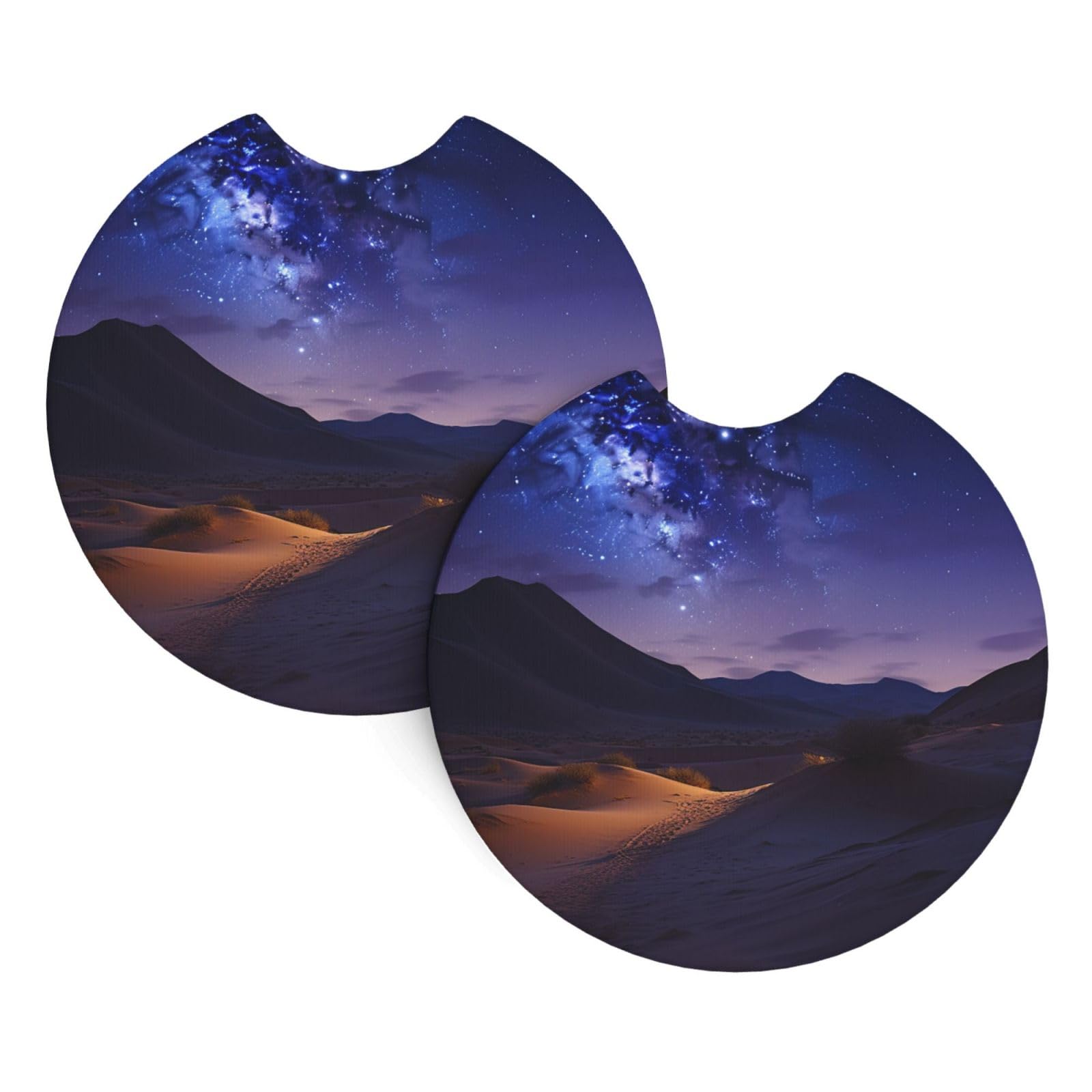 2 Pack Car Coaster for Cup Holders Night in the Desert Car Cup Coaster 2.7" Neoprene Non-Slip Automotive Cup Mat Universal Auto Car Interior Accessories for Women Men Cup Pad