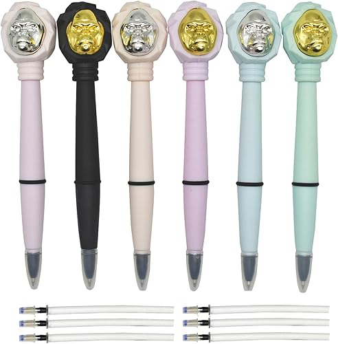 Miniatura 1 de 6 bolígrafos divertidos de orangután, bolígrafos de gorila, bolígrafos de mono, bolígrafos King Kong novedosos de animales con 6 bolígrafos faciales