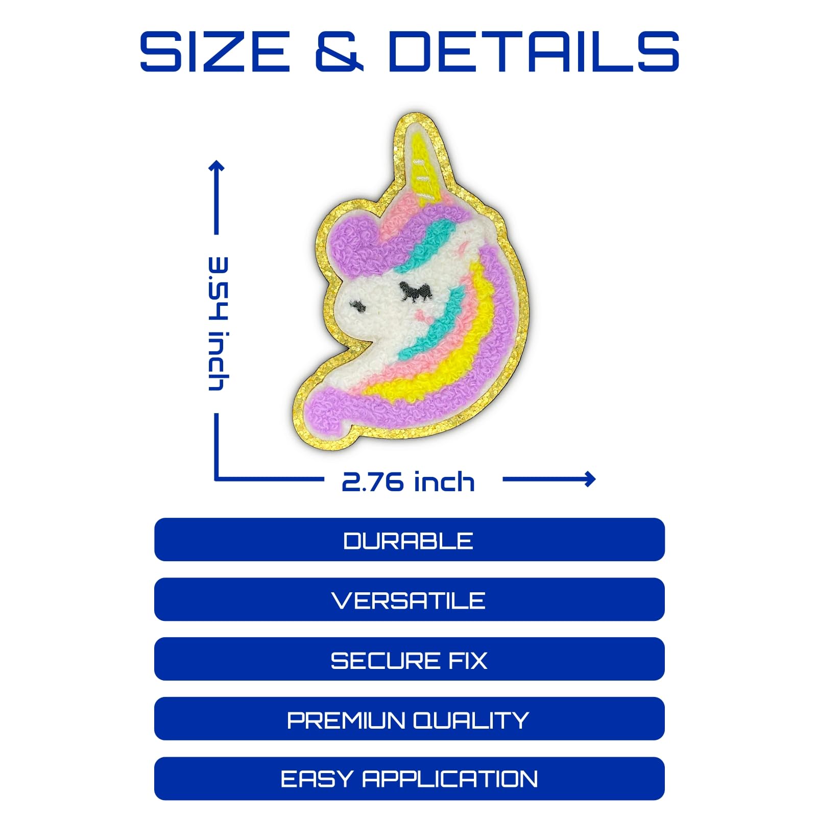 Parches termoadhesivos de unicornio, bonitos parches de chenilla, apliques bordados con purpurina, parches reparados para planchar para ropa, jeans, sombreros, mochilas, chaquetas, parches