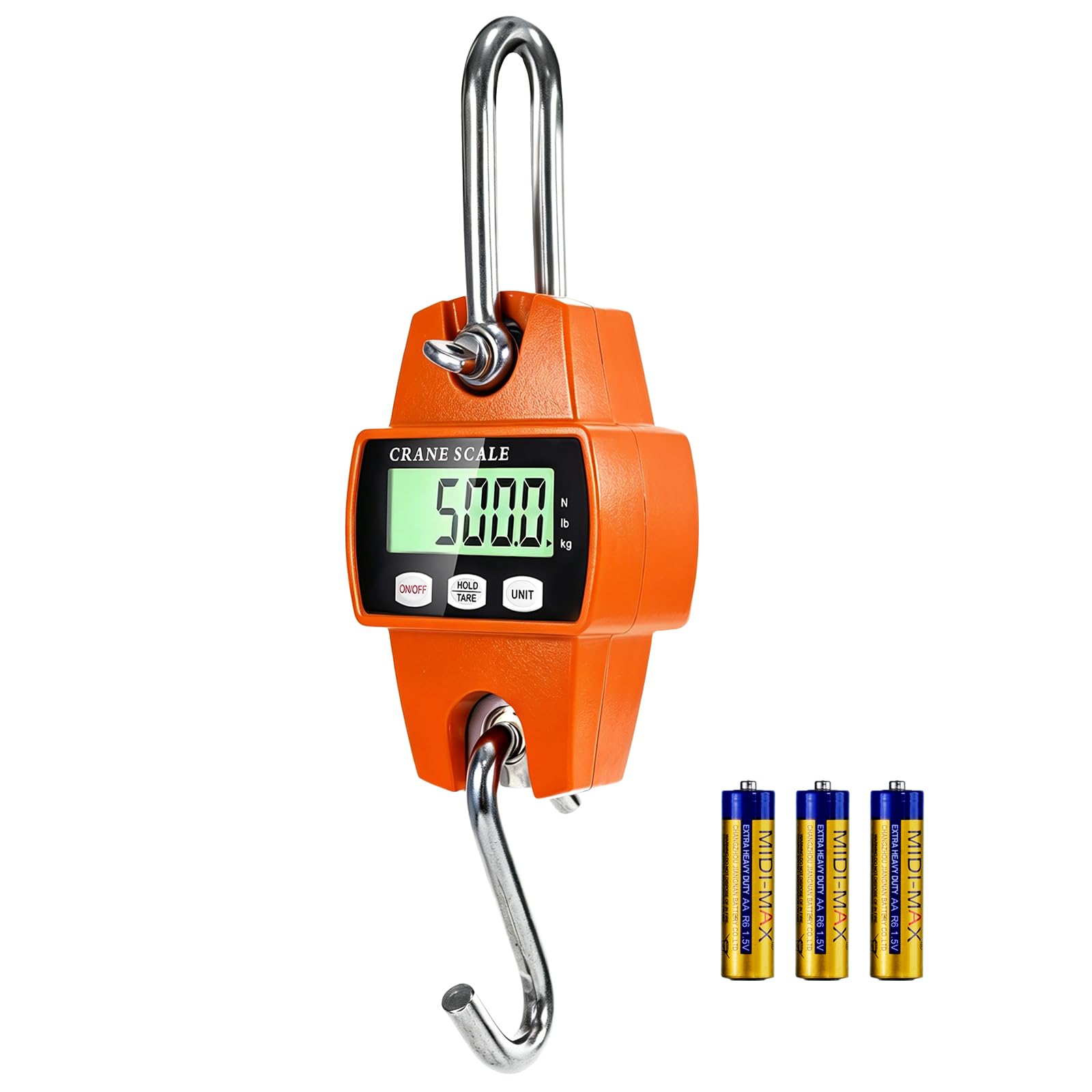 Digital Hanging Scale, 1102lb Crane Scale, 500kg Orange Digital Electronic Weighing Scale with LCD Display for Hunting, Outdoor, Bass Fishing, Big Game, Farm-image-23