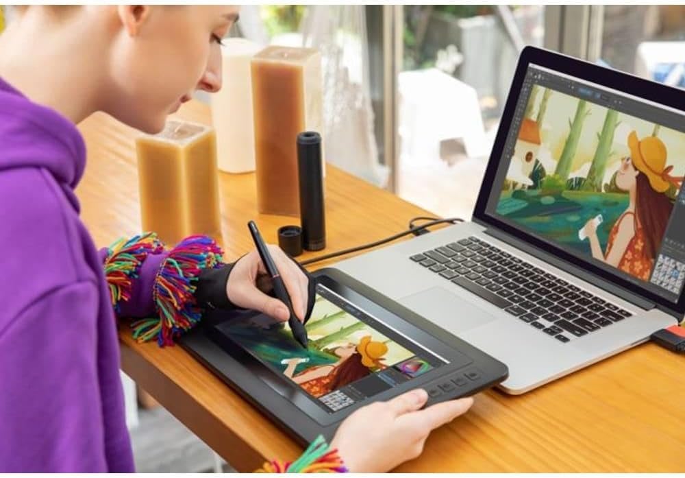 XP-Pen Artist 12 - Monitor gráfico (1920 x 1080 HD, IPS, con Barra táctil, lápiz P06 con Goma de borrar para enseñanza remota en casa)
