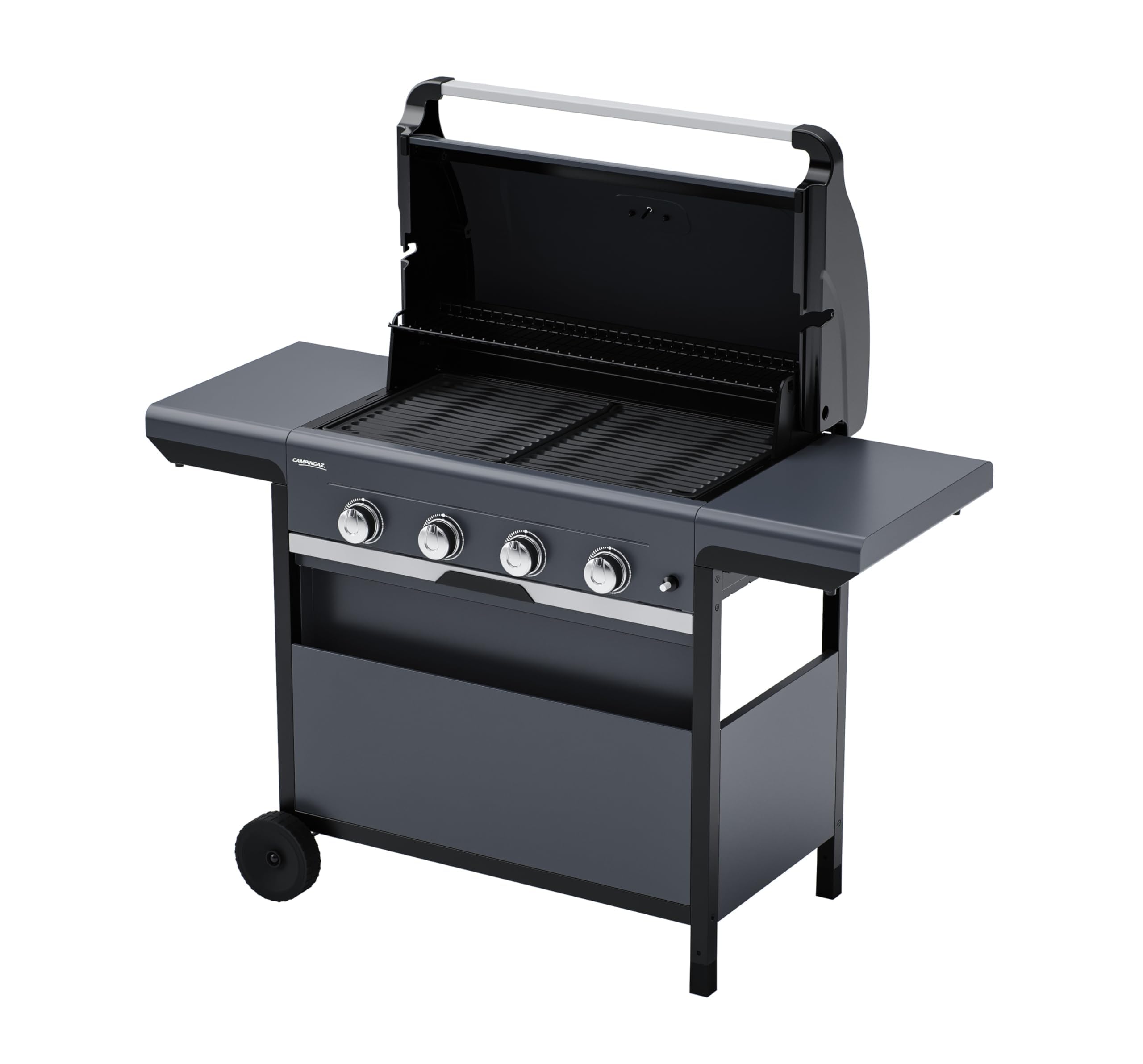 Campingaz Barbecue Gas Select 4 L | BBQ con 4 bruciatori in acciaio inox | coperchio con termometro | con sistema InstaClean | 2 ripiani laterali pieghevoli | potenza 12 kW