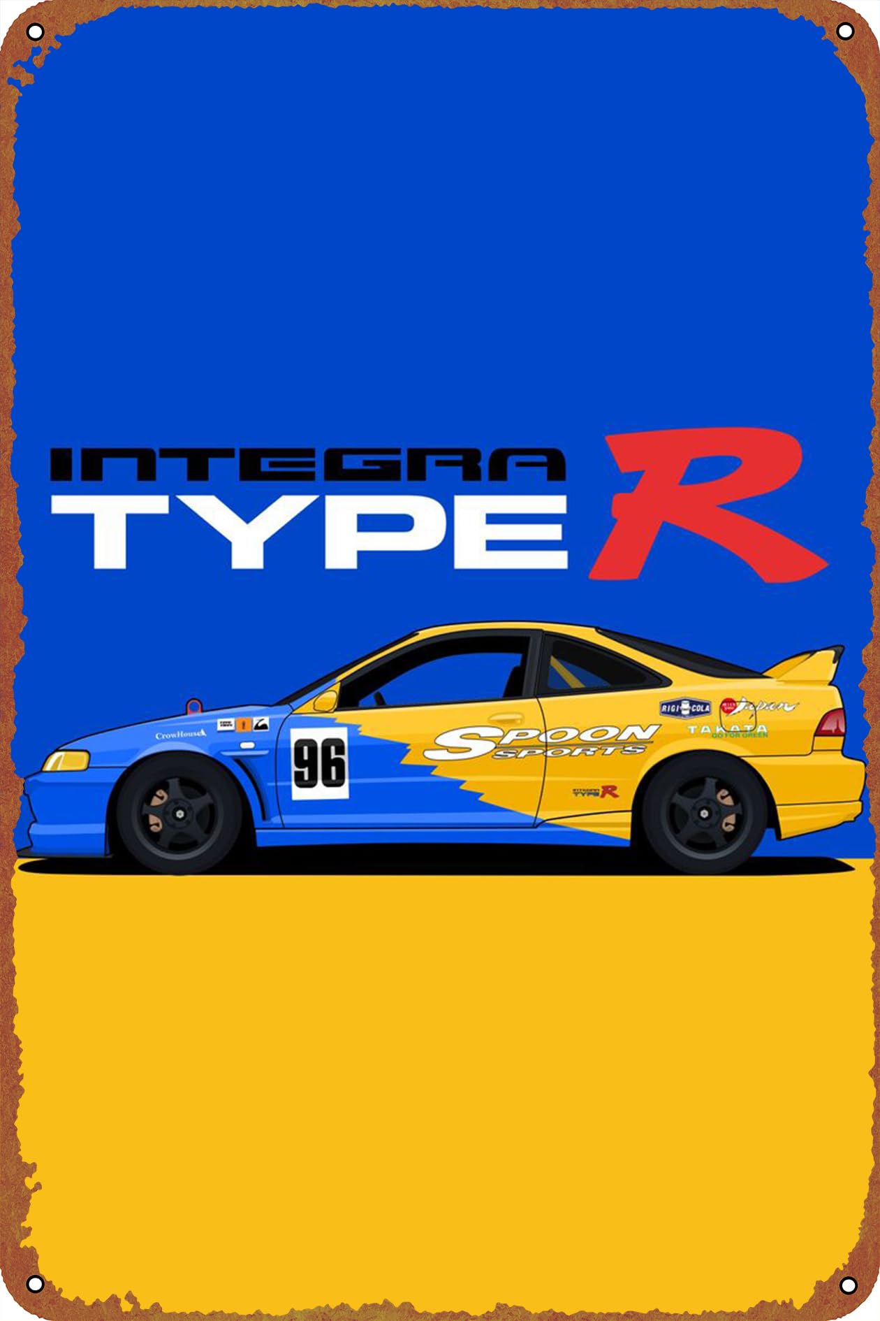 Integra Type R Spoon Sport Anime Poster Tin Sign Cafe bar Home Wall Art Decoration Retro Metal Tin Sign 8x12 inch