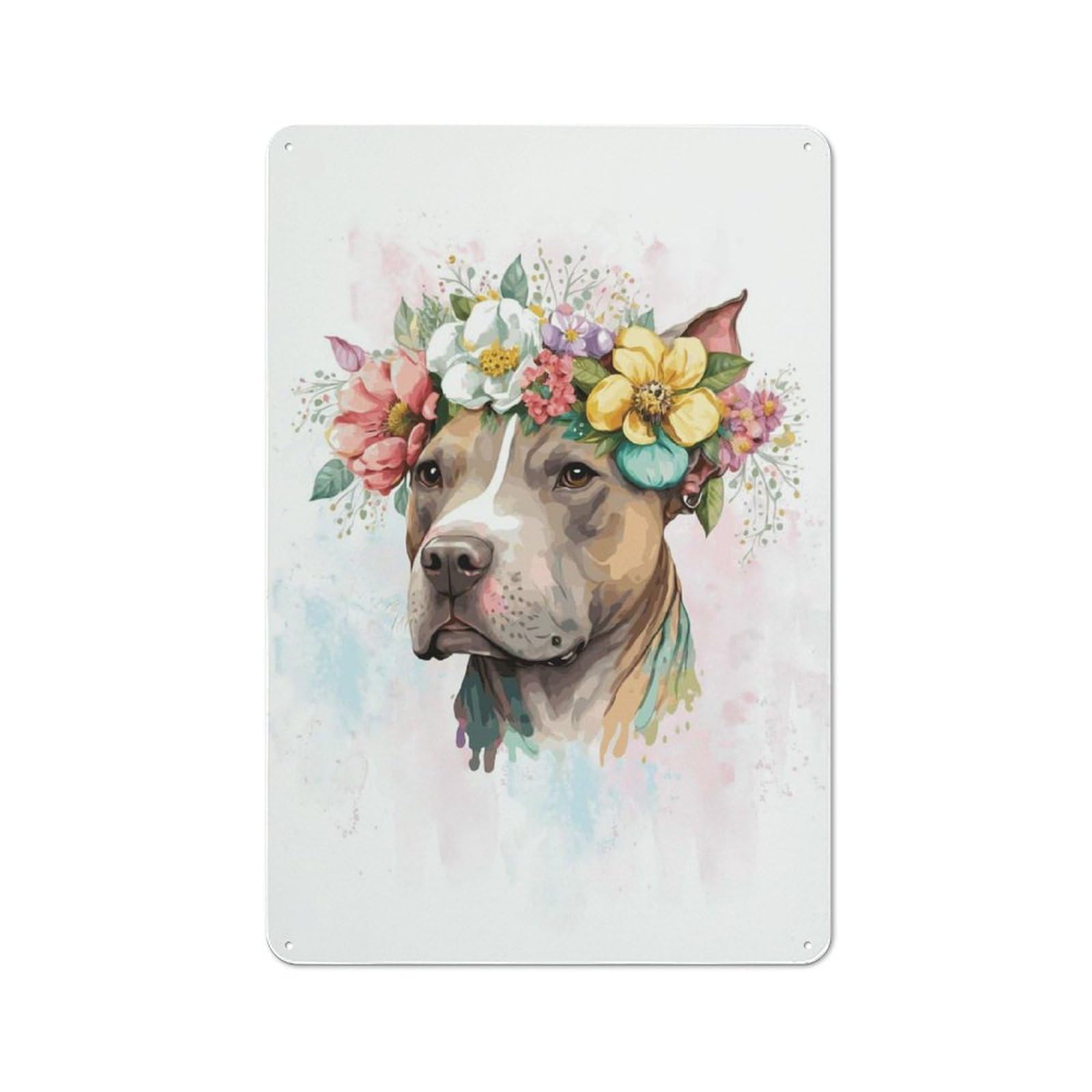 Junmoney Style-3 Vintage Decorative Tin Sign 30X20cm Featuring Staffordshire Terrier Dog, Retro Room Decor For Bedroom, Office, Home Bar Or Dining Room