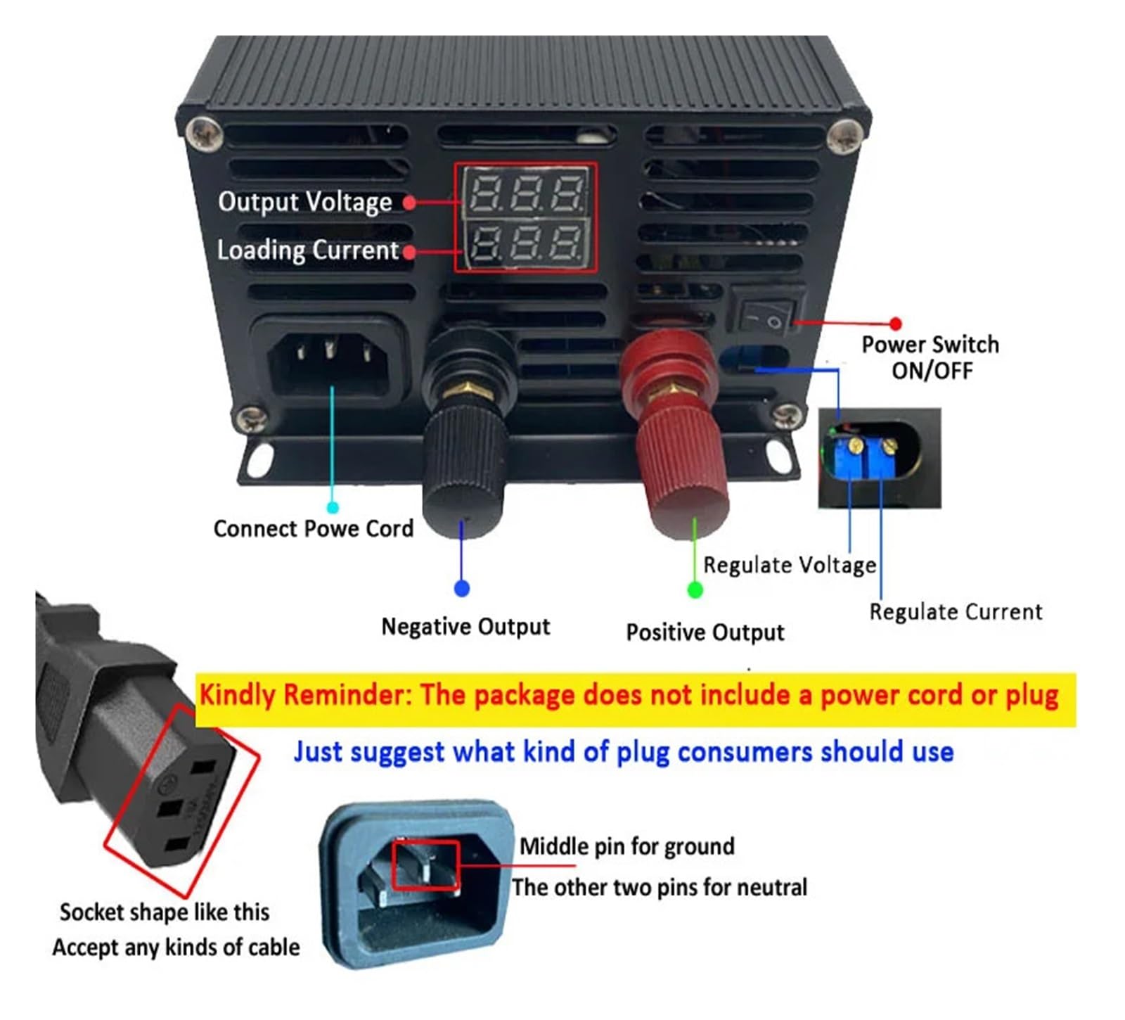 Regulowany zasilacz impulsowy 1500 W 0-12 V 13,8 V 24 V 28 V 36 V 48 V 60 V 72 V 80 V cyfrowy wyświetlacz regulowany napięcie prądu (100 v-1500W, 220V)