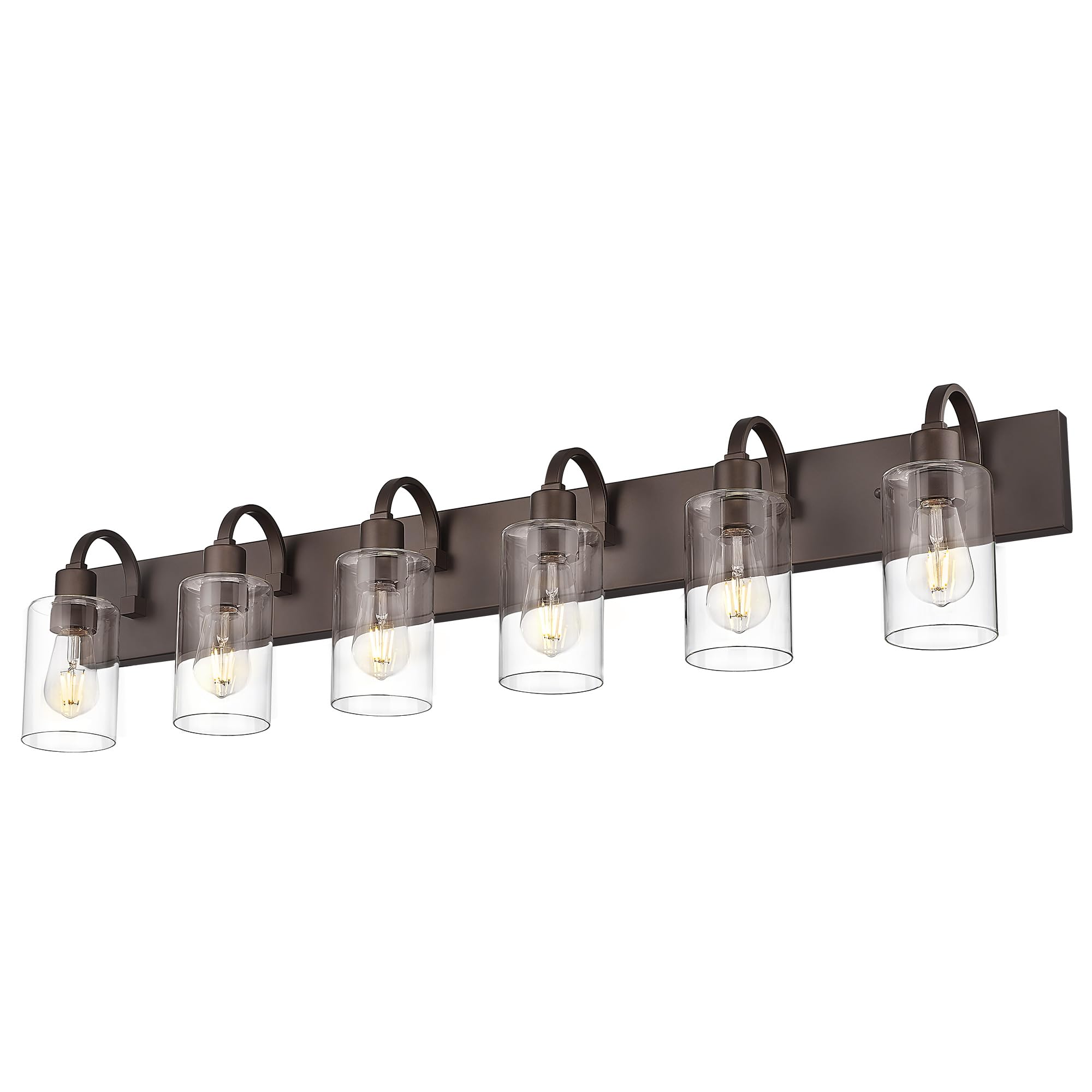 Emliviar 44.7 Inch Large Vanity Light for Bathroom, 6 Light Farmhouse Sconces Wall Lighting Over Mirror with Clear Glass, Oil Rubbed Bronze Finish, YCE237B-6W ORB