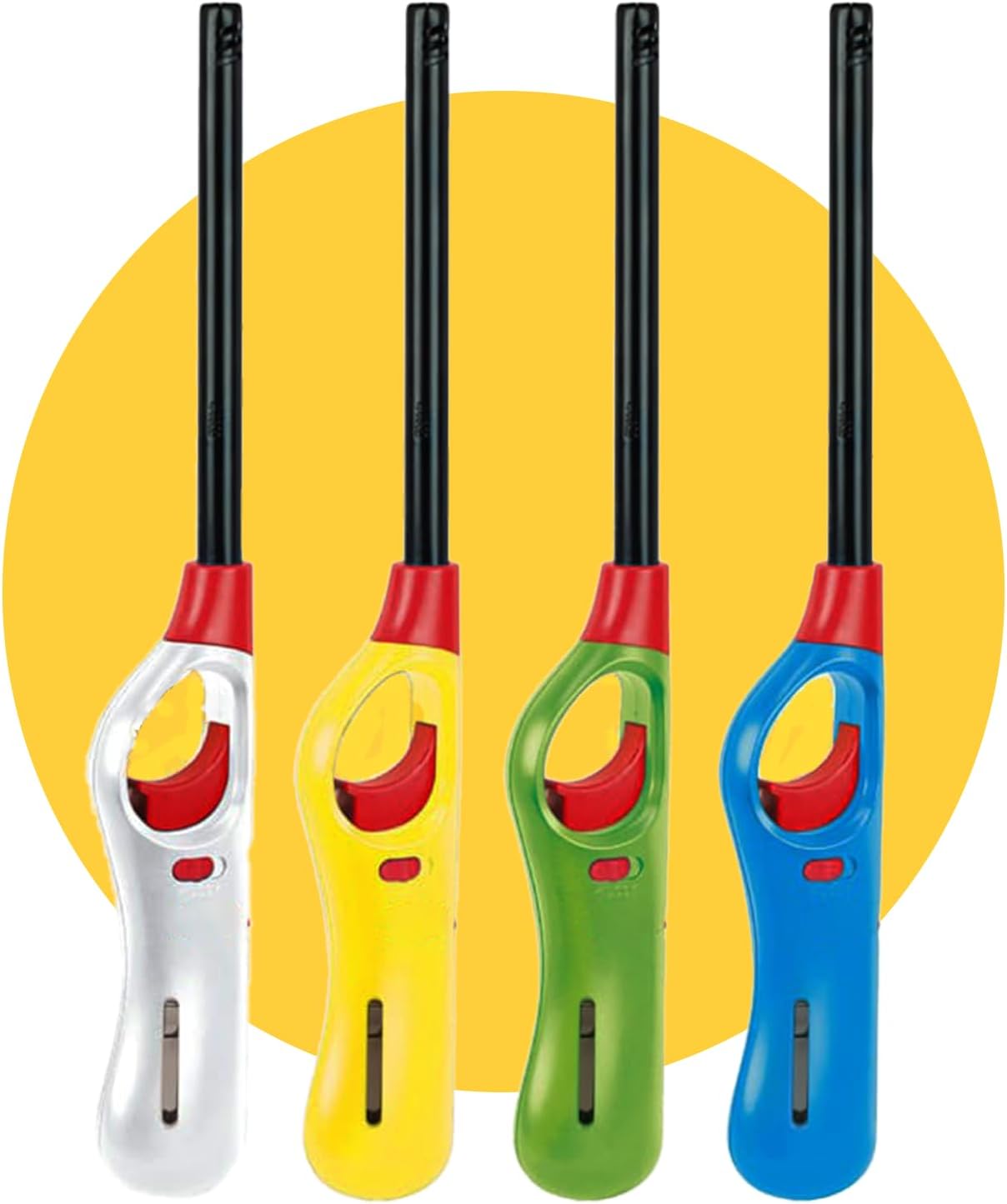 4 X BBQ Multicolour BBQ Lighter for Outdoor Camping - Refillable Safety Gas Lighter for Homes, Kitchens, Outdoors - Fire Lighter Accessories
