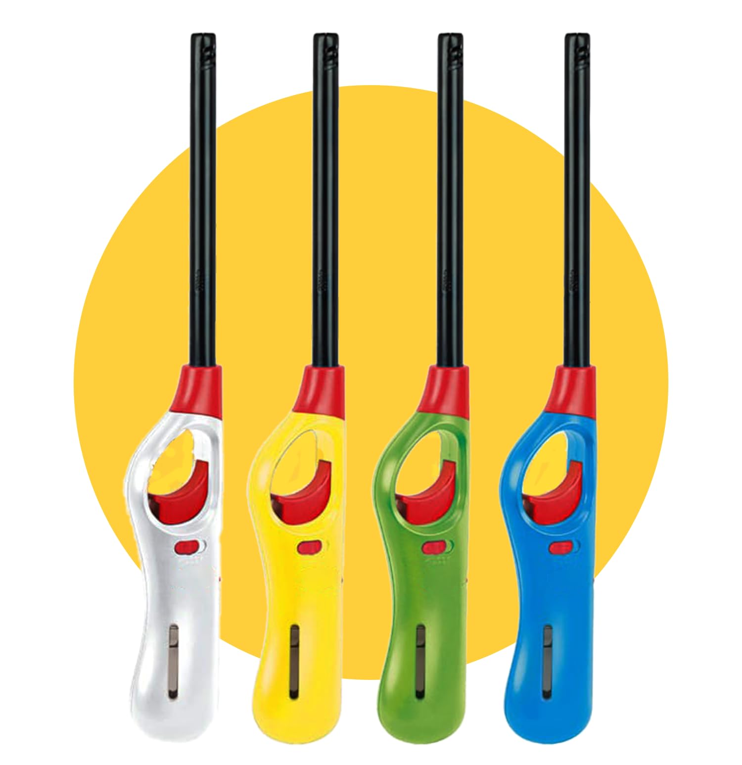 4 X BBQ Multicolour BBQ Lighter for Outdoor Camping - Refillable Safety Gas Lighter for Homes, Kitchens, Outdoors - Fire Lighter Accessories