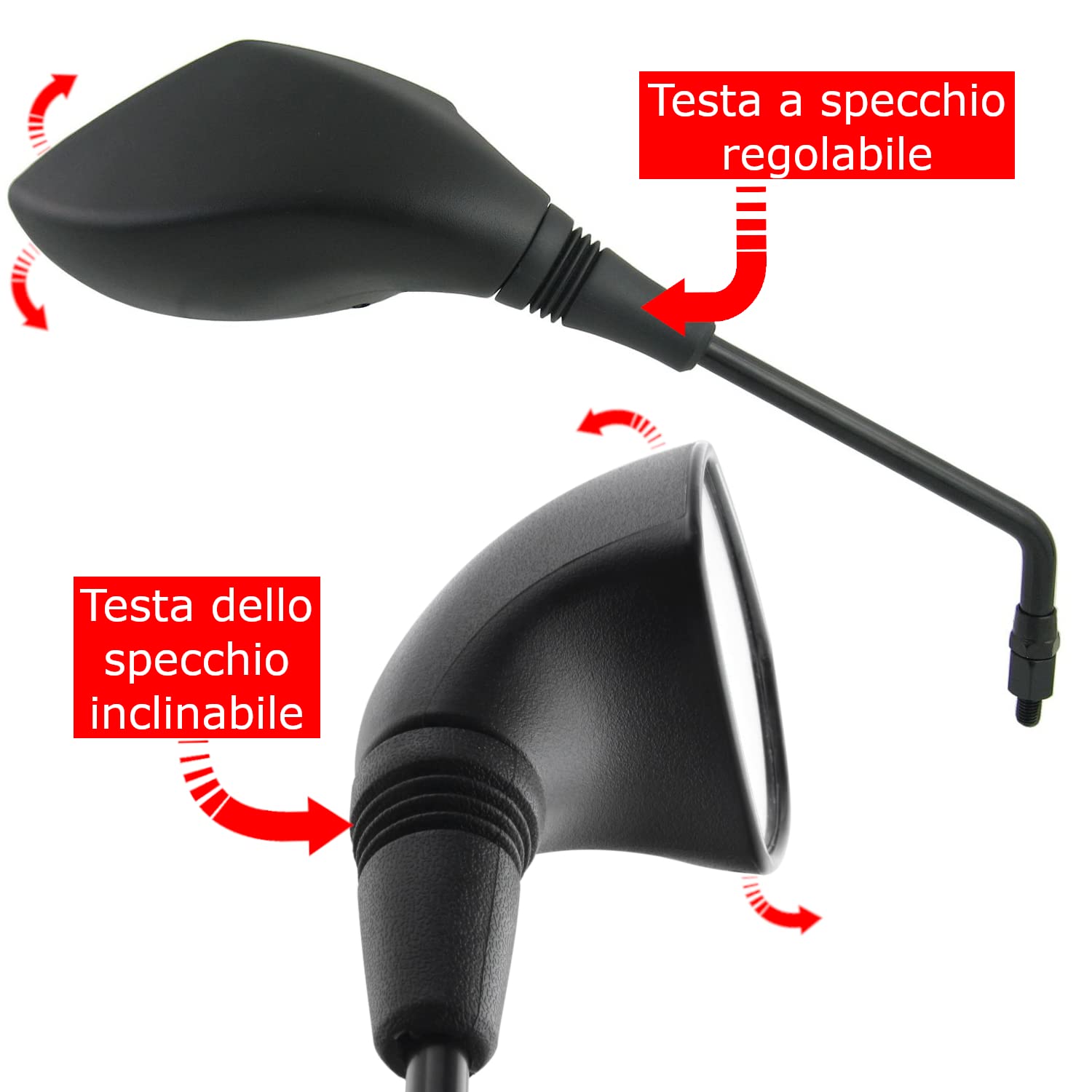 Specchietti Retrovisori Per Moto Omologati ECE - Coppia Universale M10 Destro, Design Sportivo - Foto 11