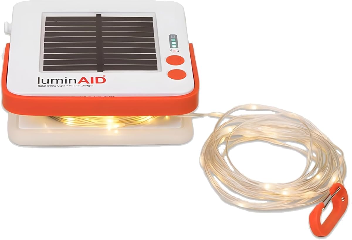 LuminAID Solar String Light with Phone Charger - Rechargeable Tent Lights for