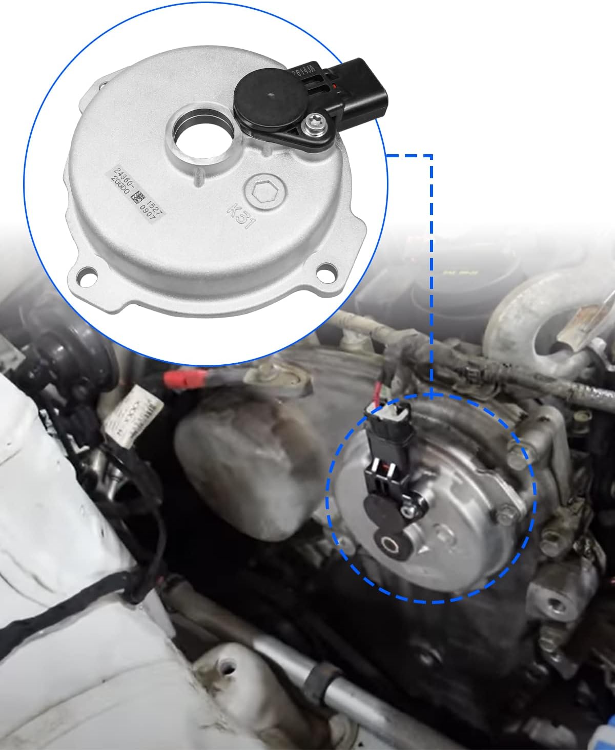 24360-2GGD0 Engine Variable Valve Timing VVT Solenoid Fit for Kia Stinger Optima Sorento Sportage 2016-2021 Hyundai Santa Fe Tucson Sonata Santa Fe Sport 2015-2020 Genesis G70 2019-2021