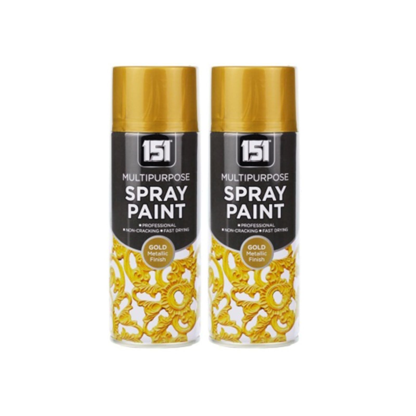 Sdmax 2Pcs Gold Metallic Spray Paint For Wood, Plastic And Metal, Non-Cracking, Fast Drying, Durable Construction, Portable And Lightweight, Metallic Finish, Multipurpose Use, 400Ml (2Pcs)