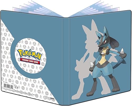 Ultra Pro Lucario - Cartera de 4 bolsillos para Pokémon protege tus cartas de juego en una vibrante cartera de portada de arte completo mientras