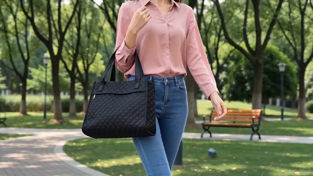 Bolso tote acolchado ligero para mujer miniatura 7