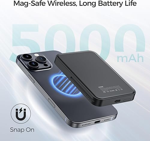 Miniatura 7 de ANJANK 3 in 1 Portable Wireless Charging Station, Removable 5000mAh Mag-Safe Power Bank, Foldable Travel Magnetic Charger Stand for iPhone 17 16 15