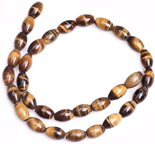 GEM-Inside - Perlas sueltas con ojo de tigre (0.315 x 0.472 in, cristal de olivo, energía para hacer joyas, 15.0 in)