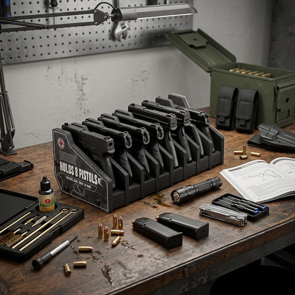 Waffenhalter, Kurzwaffenhalter für 4 Pistolen, Pistolen Aufbewahrung aus Schaumstoff, Bequem zu Bedienen Pistolenständer, Waffenschrank Zubehör für Pistole, Airsoft