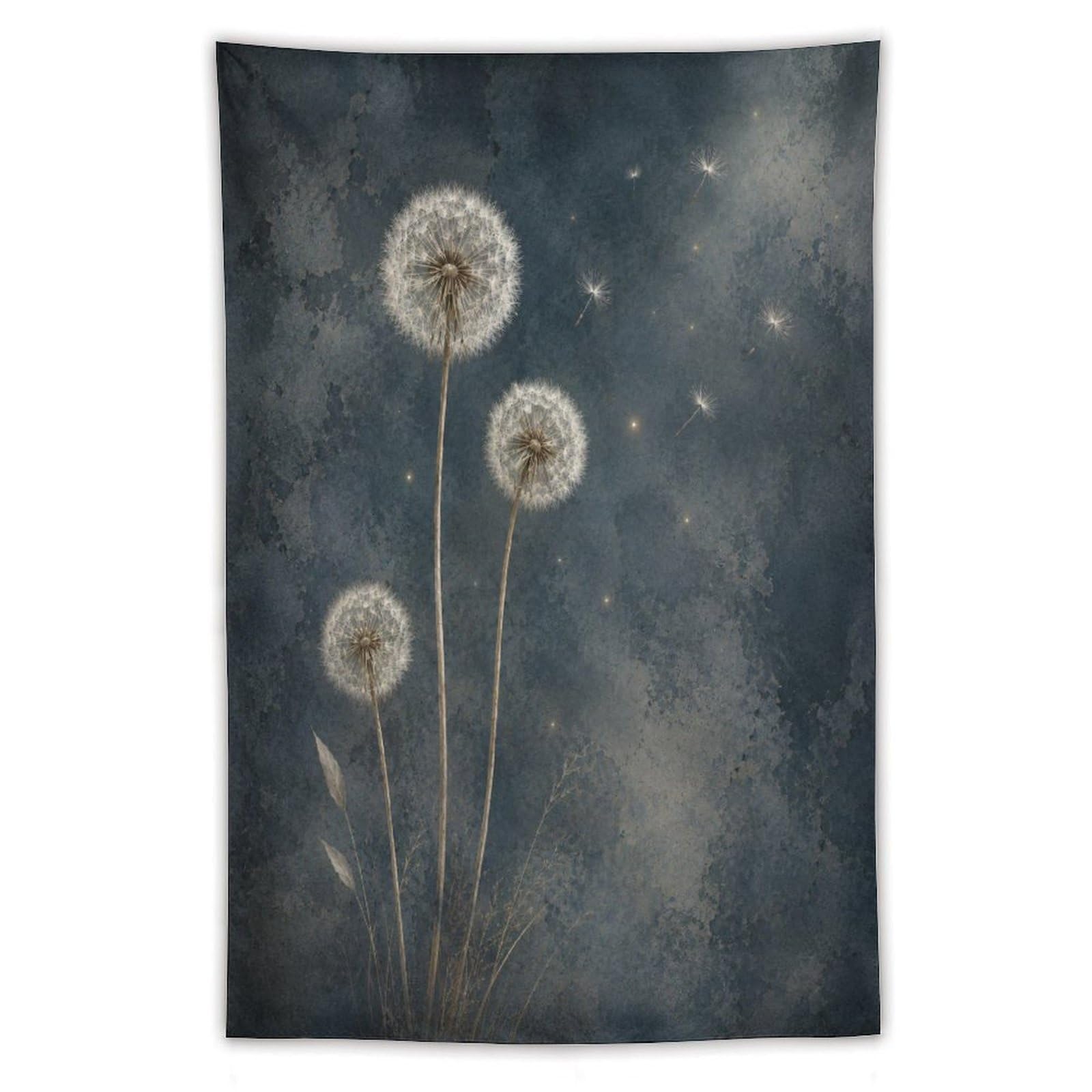 H3B8U2Y5 Dandelion Night Wall Tapestry, Botanical Illustration