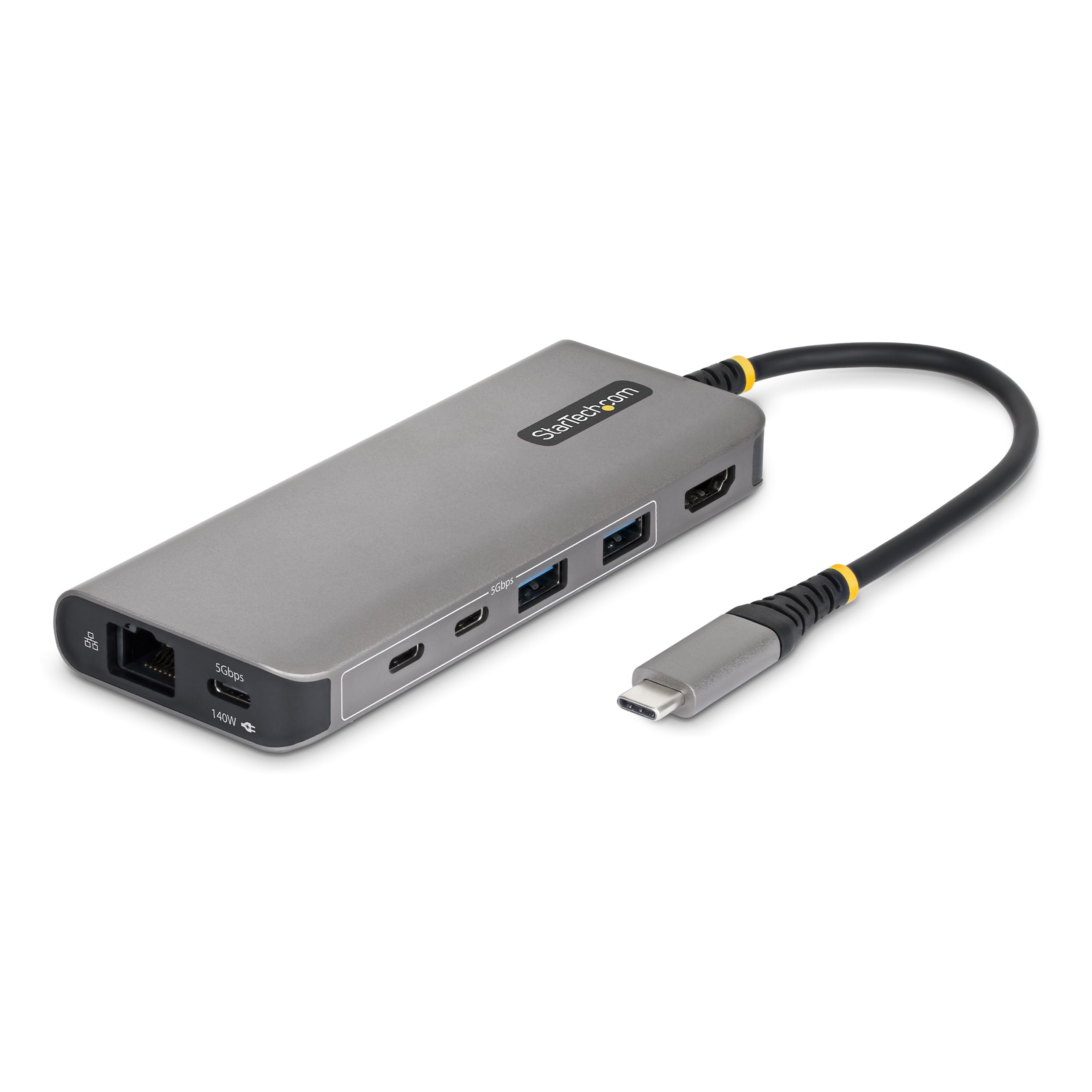 StarTech Hub USB-C 7 w 1 z 4K 60 Hz HDMI, USB-C na HDMI Multiport adapter z 140 W Power Delivery, koncentratorem 5 Gbps, 1 GbE, mini stacja dokująca do MacBook, Dell, Thinkpad, HP