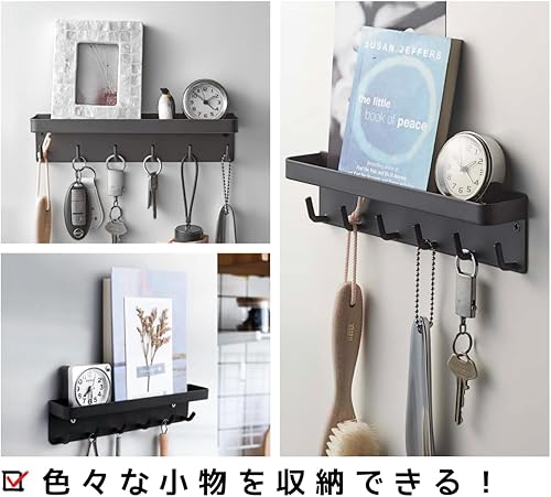 Miniatura 7 de Ganchos magnéticos para llaves con organizador de correo, soporte de pared para llaves con 6 ganchos con bandeja para lentes de sol para entrada,