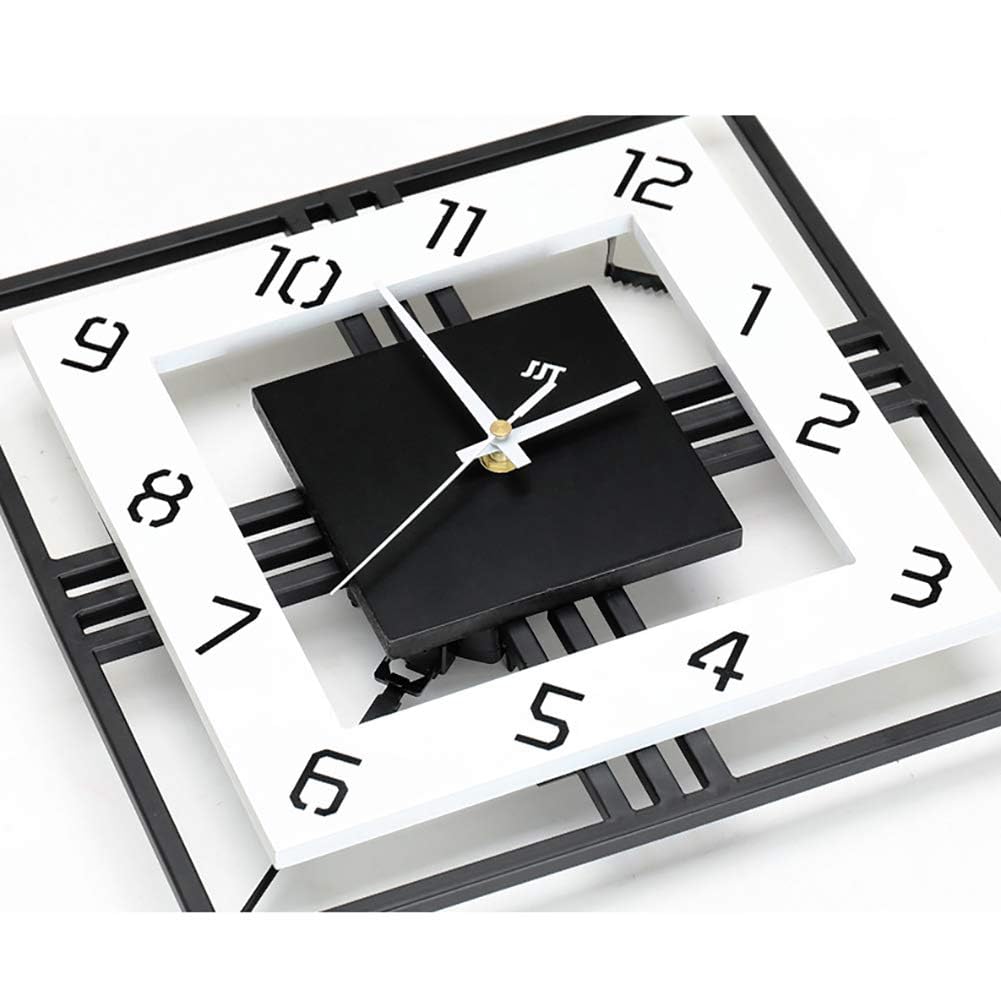 Orologio da parete decorativo moderno quadrato grande con pendolo, legno nero, 42 * 65 cm per soggiorno bar ristorante(42 * 65cm)