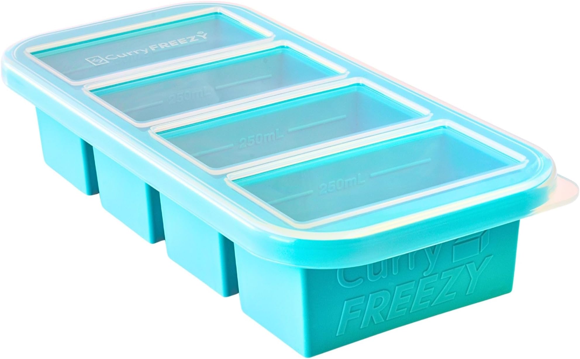 Silicone Freezer Tray With Lid, Easy Meal Prep Container and Kitchen Storage Solution, Silicone Freezer Container Food Molds to freeze & Store Soup, curry, Sauce, Broth, Leftovers,4CV-BL
