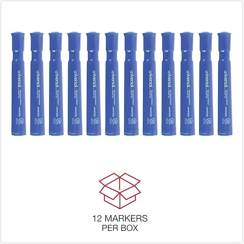 Miniatura 4 de Universal Marcador permanente de punta de cincel, punta de cincel ancha, azul, docena