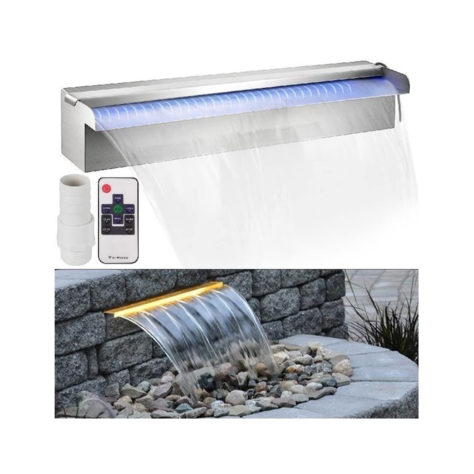Cascade de fontaine piscine stabilisee de 450 cm pour eliminer le bruit de la rue