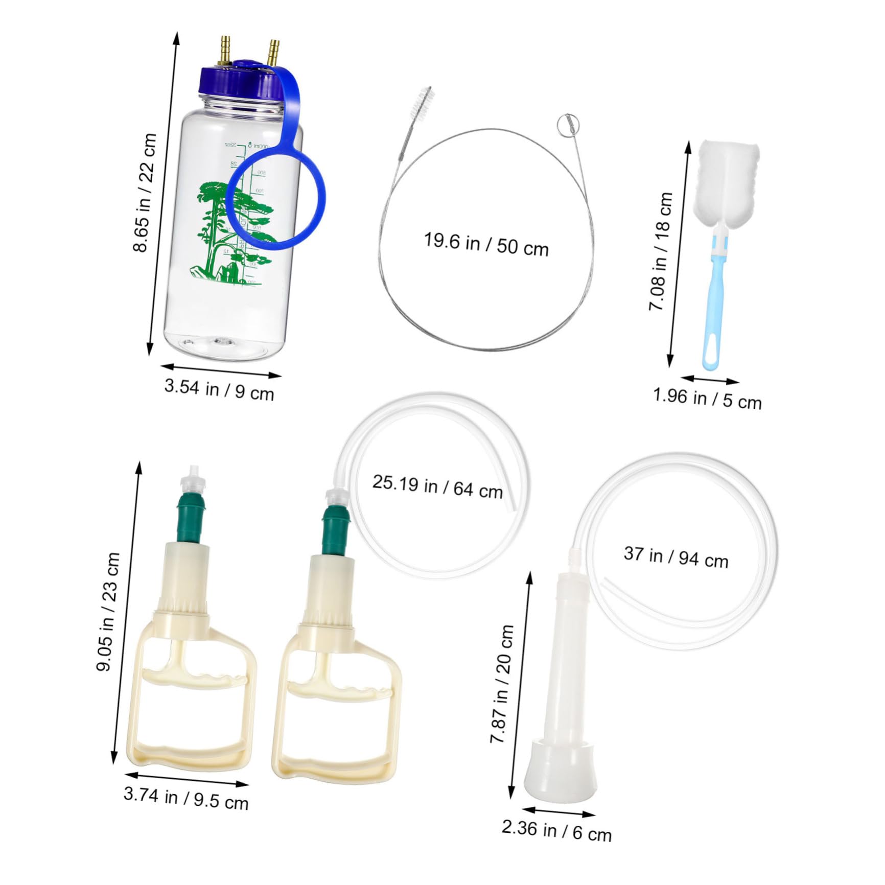 Mikikit Macchina la Mungitura Manuale per Capre e Pecore in Plastica, Facile da Trasportare Set Accessori Spazzola Pulizia e Bottiglia, per Allevamenti Ovini