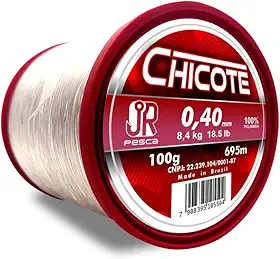 JR Pesca Linha Monofilamento Chicote 0,40mm 18.5LB 695m Transparente Alta Resistência Durável