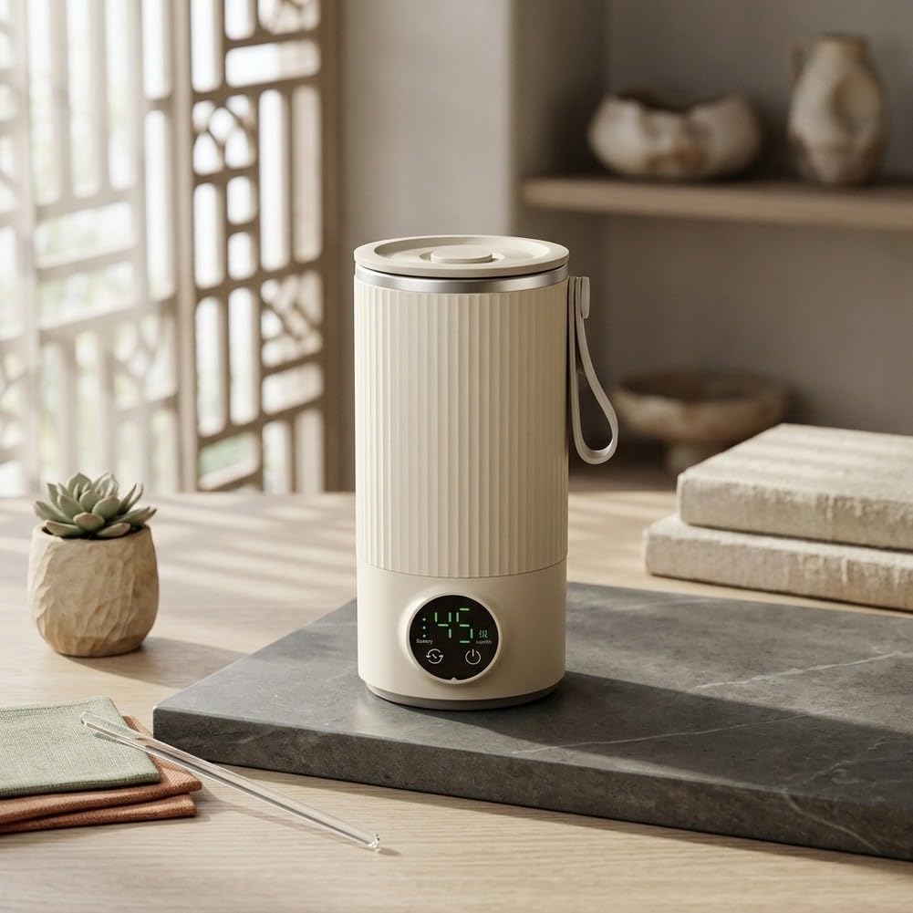 Vaso agitador automático portátil con función de calefacción