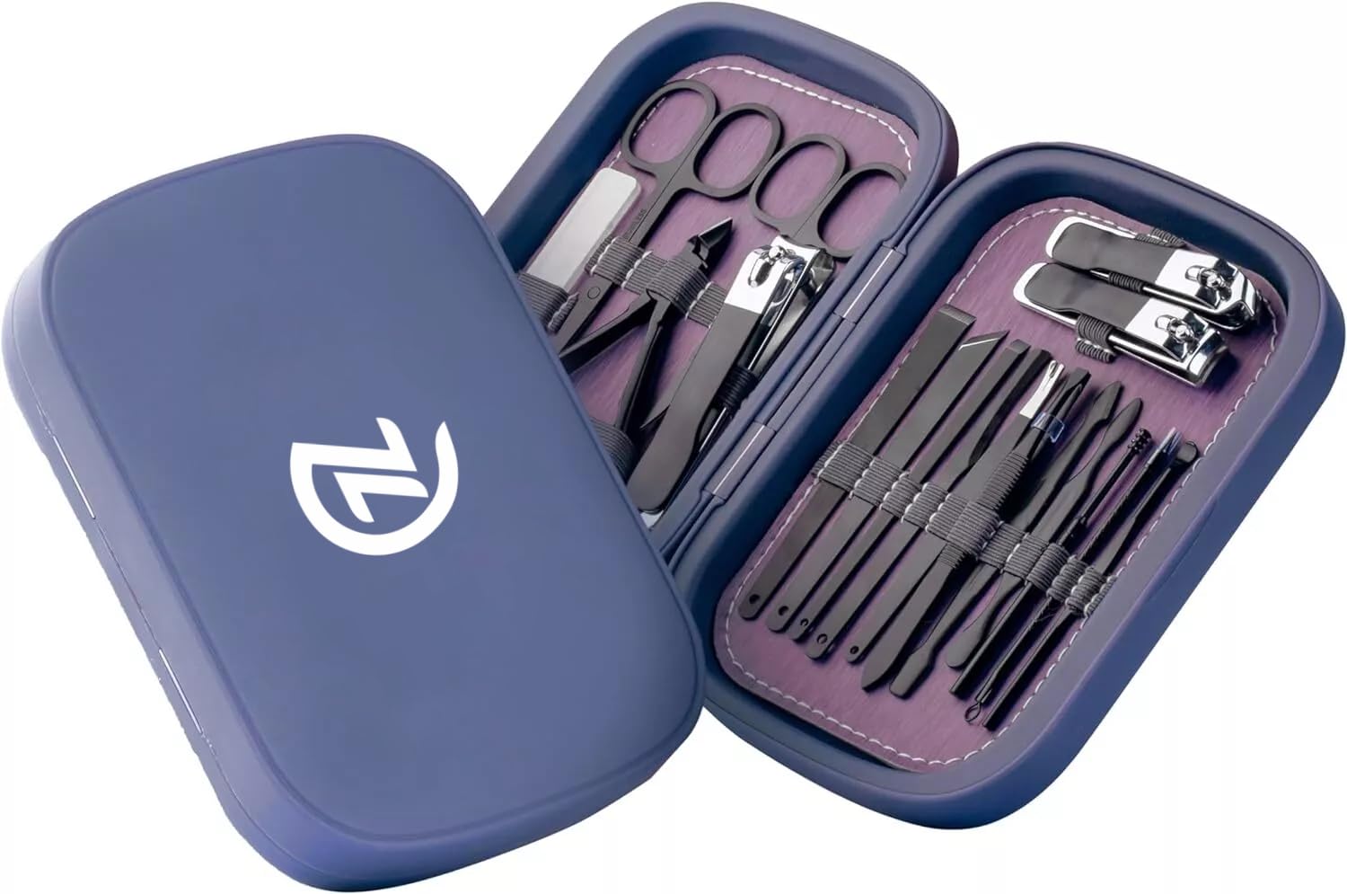 CAZURA 18 Piece Manicure Set, Professional Stainless Steel Nail Care Tools, Portable Professional Grooming Kit