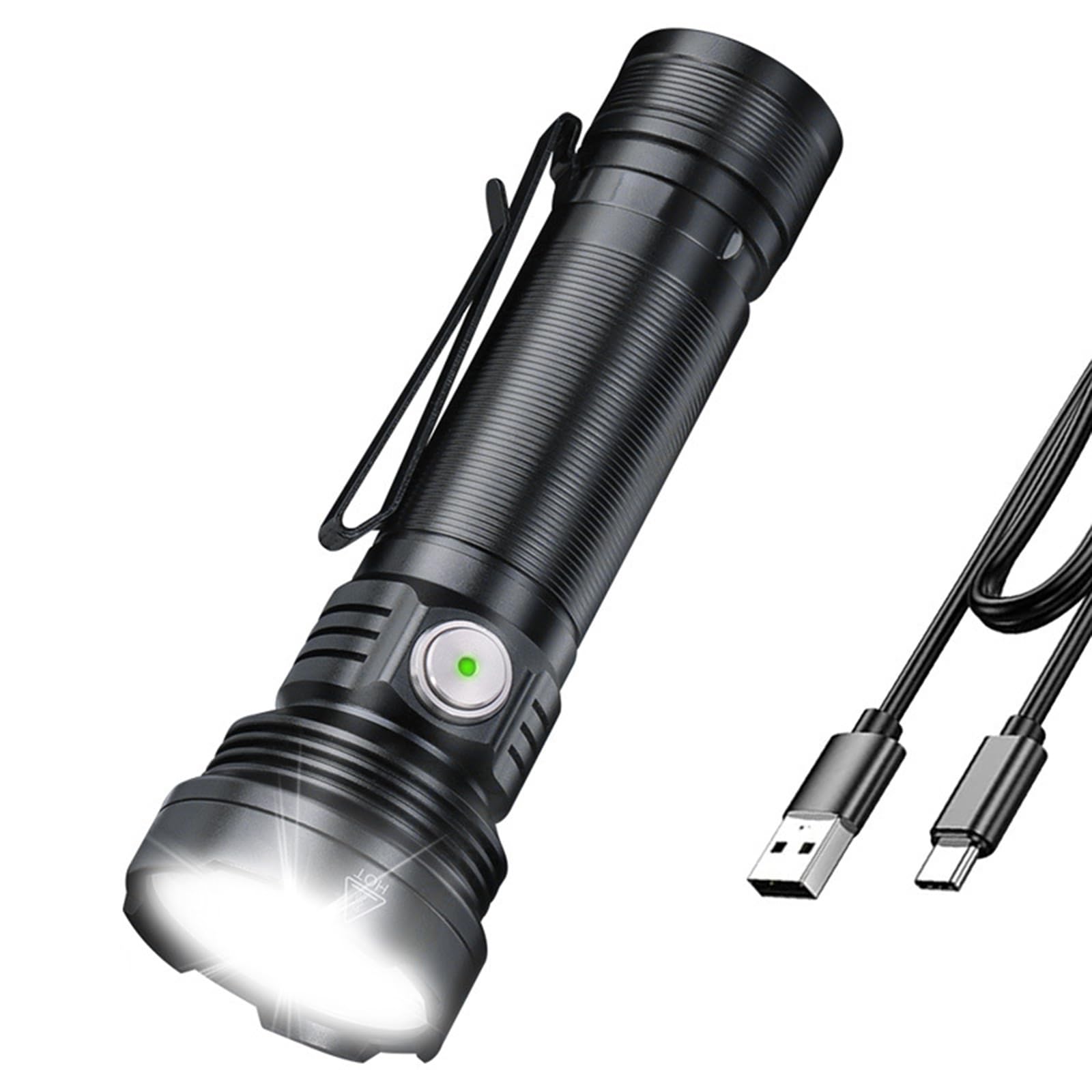 Limtula Bright Flashlight Heavy Duty Aluminum Alloy Camping Light Metal Texture Great for Camping Hiking Outdoor Activity USB Rechargeable Flashlight