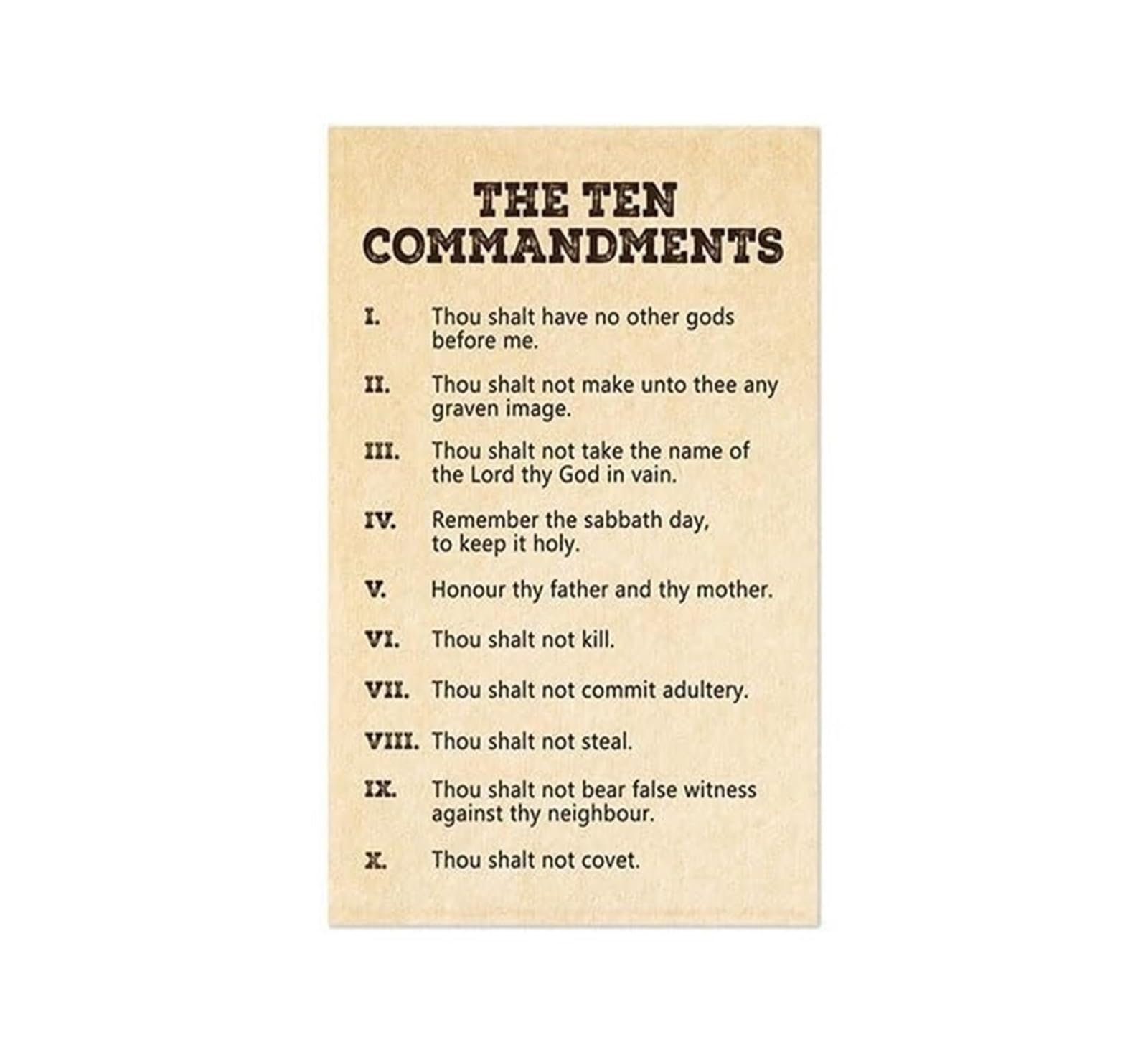 EKFBQBGW Ten Commandments Wall-Art - Religious Poster Print with Bible Verse, Inspirational Scripture Decor, Decalogue Framed,16x24inch(40x60cm)