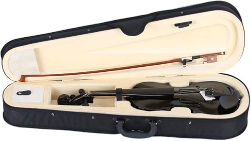 Miniatura 6 de Juego de violín acústico de tilo 12 para principiantes con estuche, arco, colofonia, negro, regalo para niños