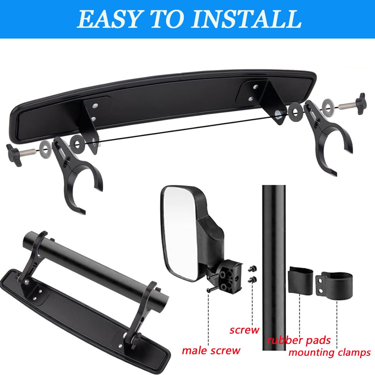 Espejo retrovisor UTV for Segway Fugleman UT10 Crew 2022 2023 2024 2025 2026, espejo lado a ajustable plegable con vidrio resistente a roturas, se adapta a jaula antivuelco de 1.75-2 pulgadas(A)