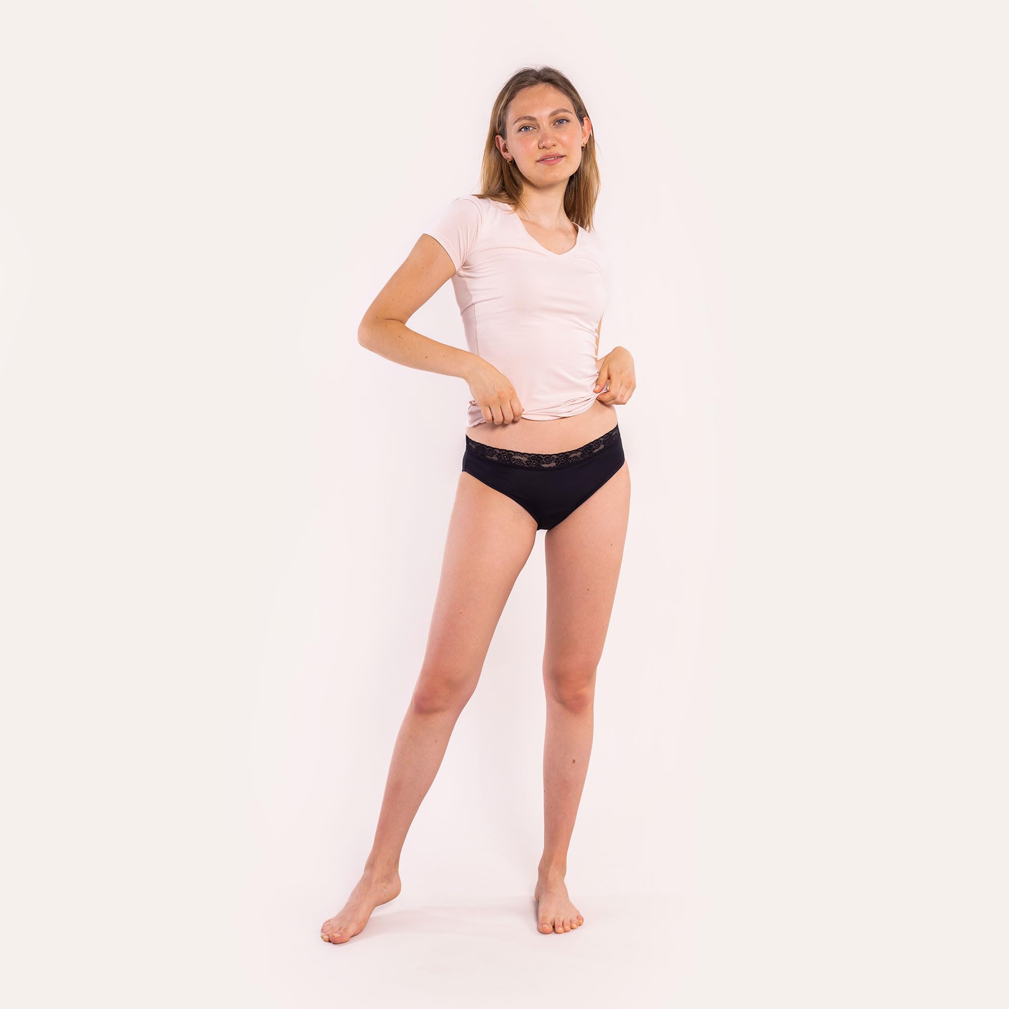 SELENACARE Periodenunterwäsche Classic (3er Multipack) - Menstruationsunterwäsche für Damen, waschbarer Slip, 100% vegan, nachhaltig, 25ml Aufnahme, Größe L (40/42), schwarz