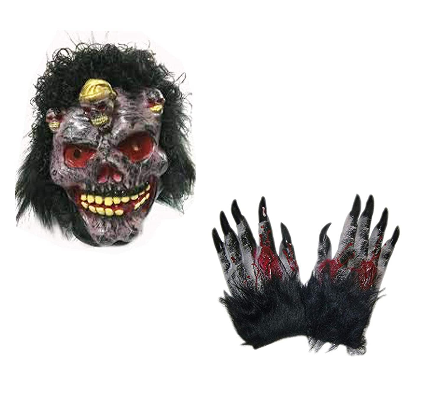 PATLY Face Mask With Halloween Horror Gloves Holi Halloween Festival Costume Horror Scary Colour Prank Fun(With Design 1)-Multi Color,Fabric & Rubber, Pack Of 3 pcs (B0B14Z5F68) Amazon Price History, Amazon Price Tracker
