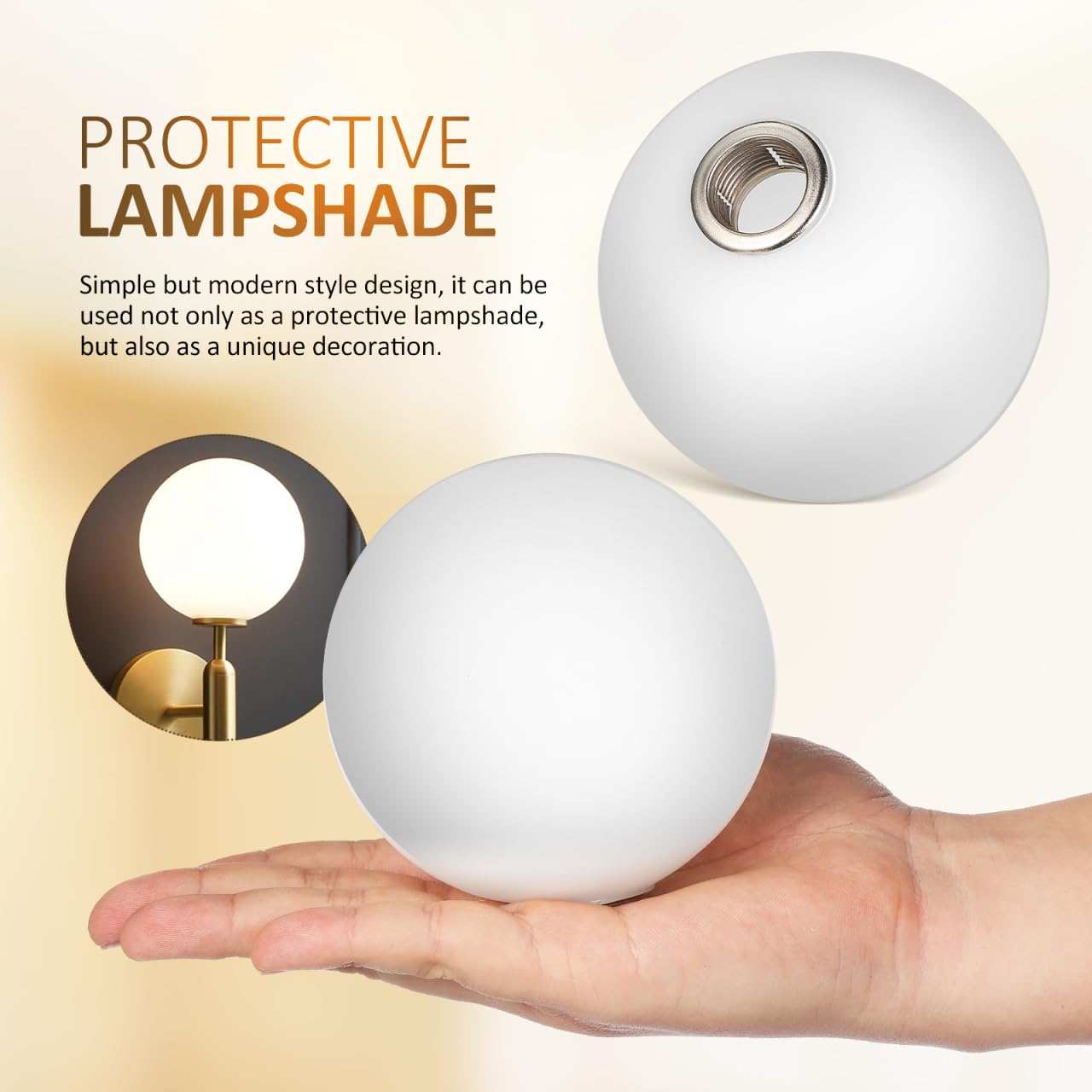 Abat-jour Sphérique Blanc 100 Mm Base G9 - Remplacement Pour Lustre Applique - 11