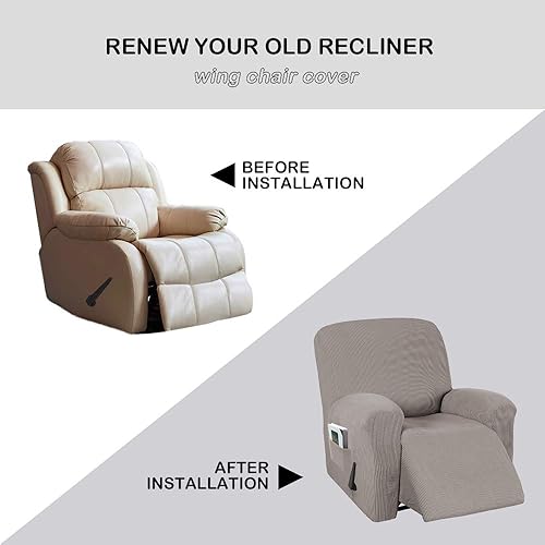 Vista 16 de Funda para silla reclinable, mezcla de poliéster, suave, para sofá, fundas protectoras elásticas con parte inferior elástica, tela tejida jacquard