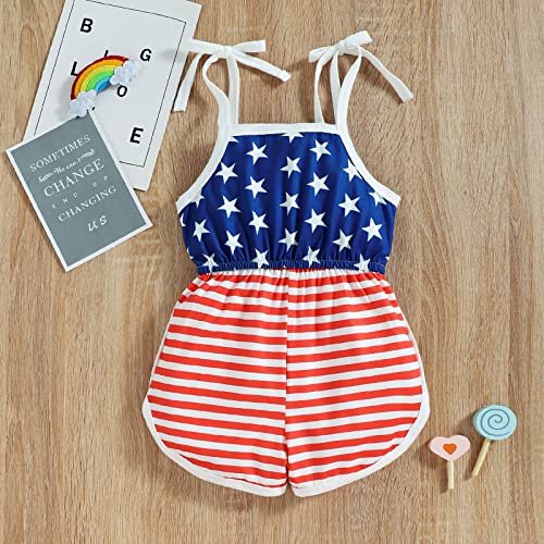 Toddler Baby Girls 4Th Of July Bodysuit Sleeveless Halter Romper Star Stripe Tropical Outfit Backless Jumpsuit -18-24 Months #TOP7